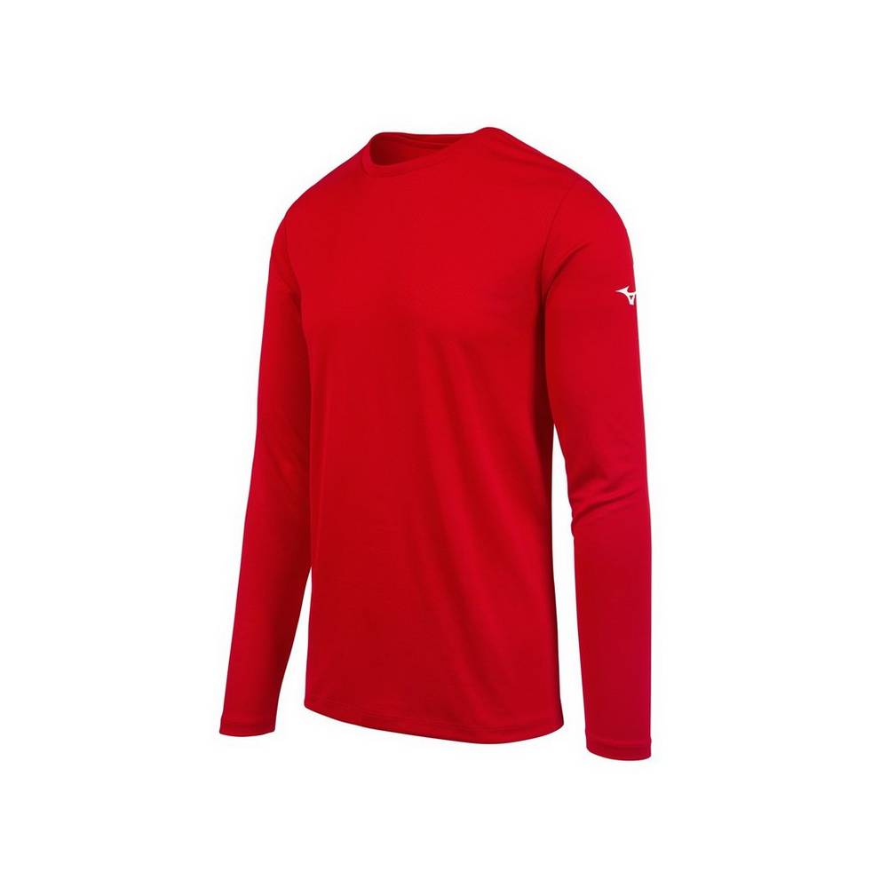 Maglietta Mizuno Long Sleeve Uomo - Rosse - 84791-QUDN